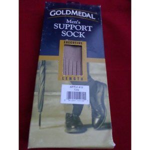 1 Pair Large Gold Medal Over the Calf Mens Dress Support Socks Made in USA Tan